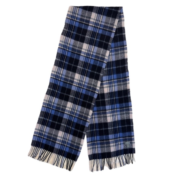 TT  100% Wool Blue & Grey Tartan Scarf 🇲🇳– Extra Long 75" - Picture 3 of 8